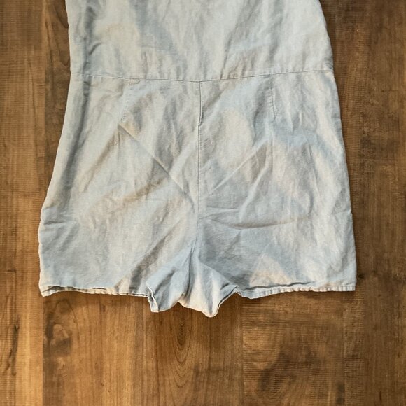 Disney Junk Food Chambray Romper – Women’s Medium | Mickey Embroidery, Tie-Back - Picture 8 of 8